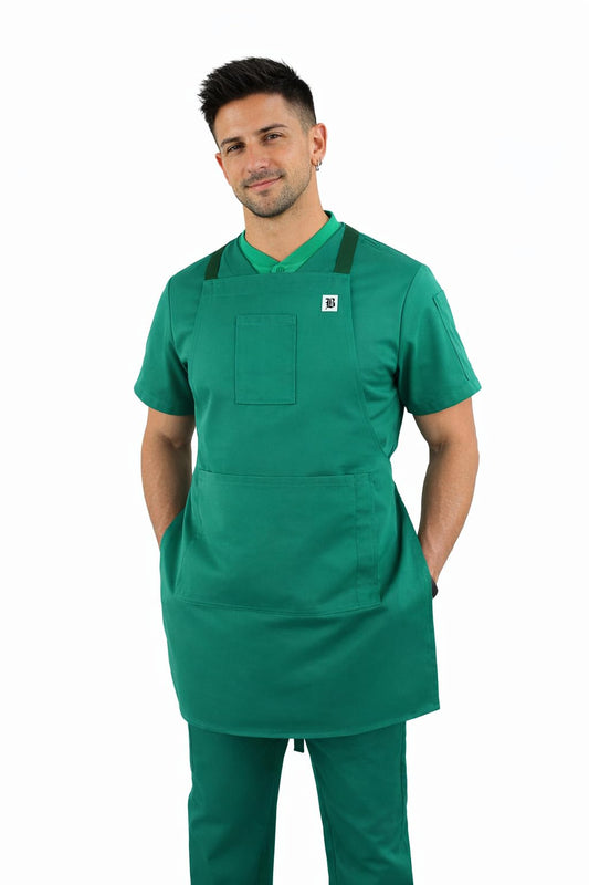Basics71 Multi-Purpose Chef Apron – Kitchen, Grill & Restaurant Work Apron for Men & Women – Adjustable Fit – Durable Cotton Blend – Designed for All-Day Performance (Esmerald Green)