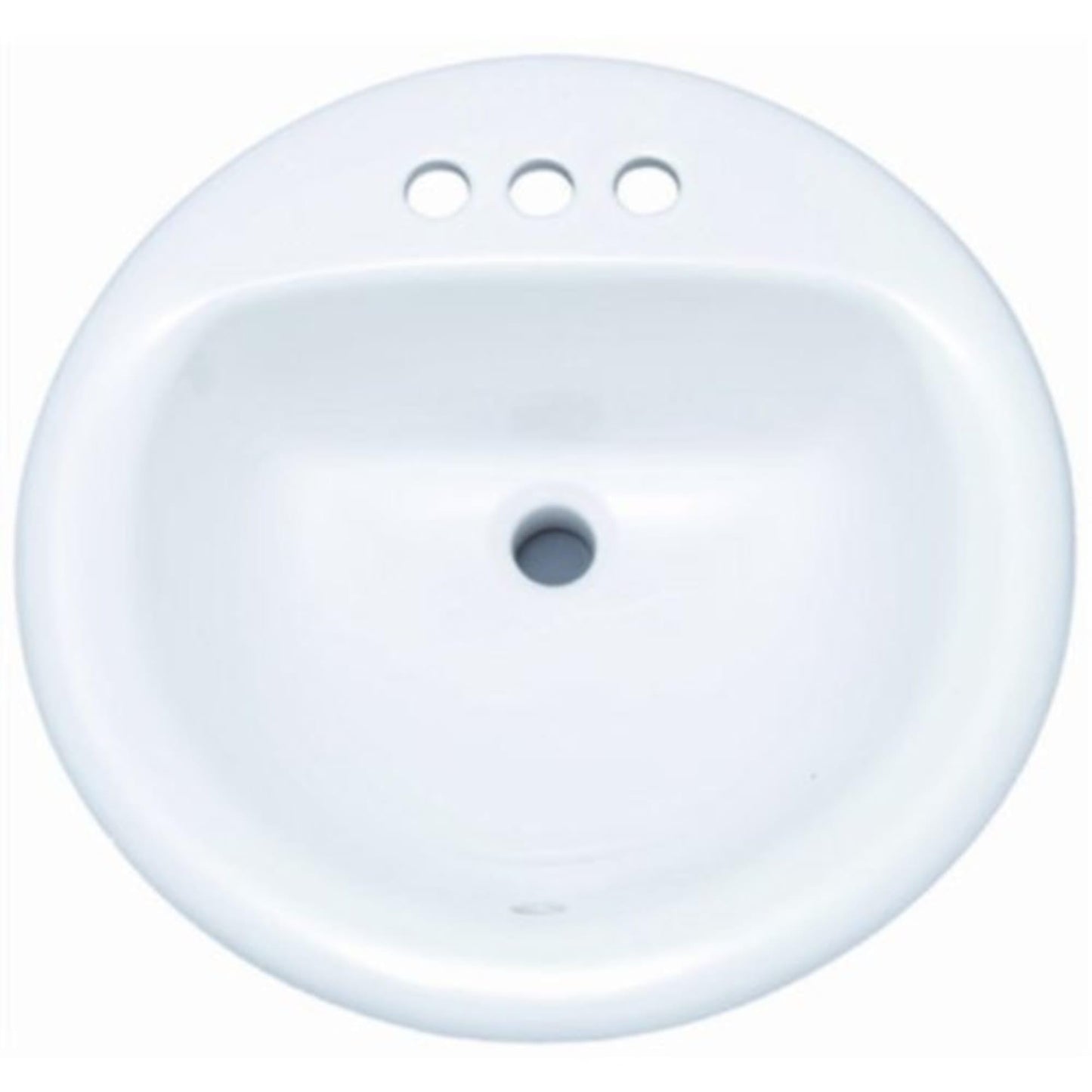 PROFLO PF194R Rockaway 19" Circular Vitreous China Drop In Bathroom Sink with Overflow and 3 Faucet Holes at 4" Centers - White