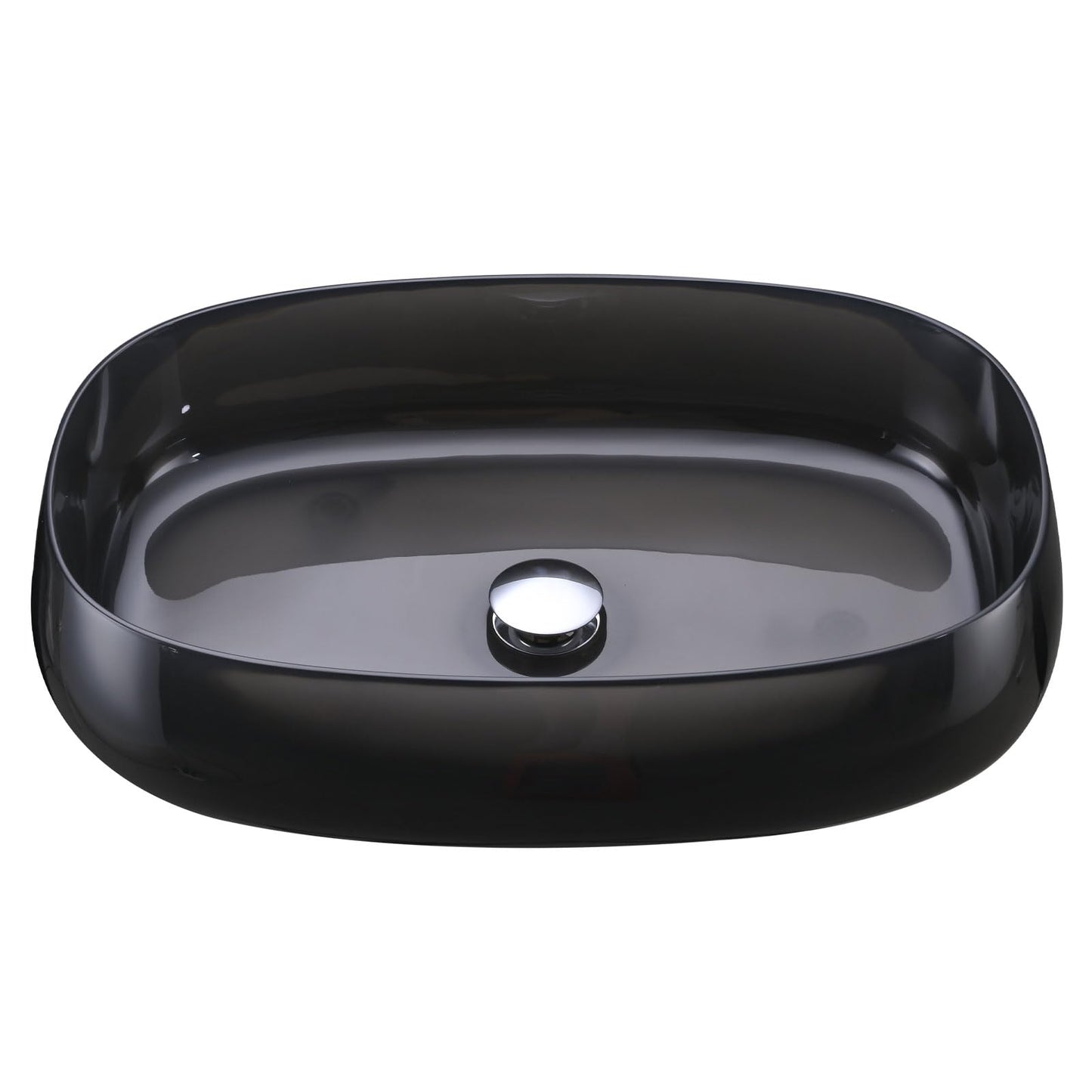 EQLOO Bathroom Vessel Sink, 23" x 15" Oval Sink, Grey Translucent Resin Vessel Sink with Pop Up Drain, Above Counter Bathroom Sink