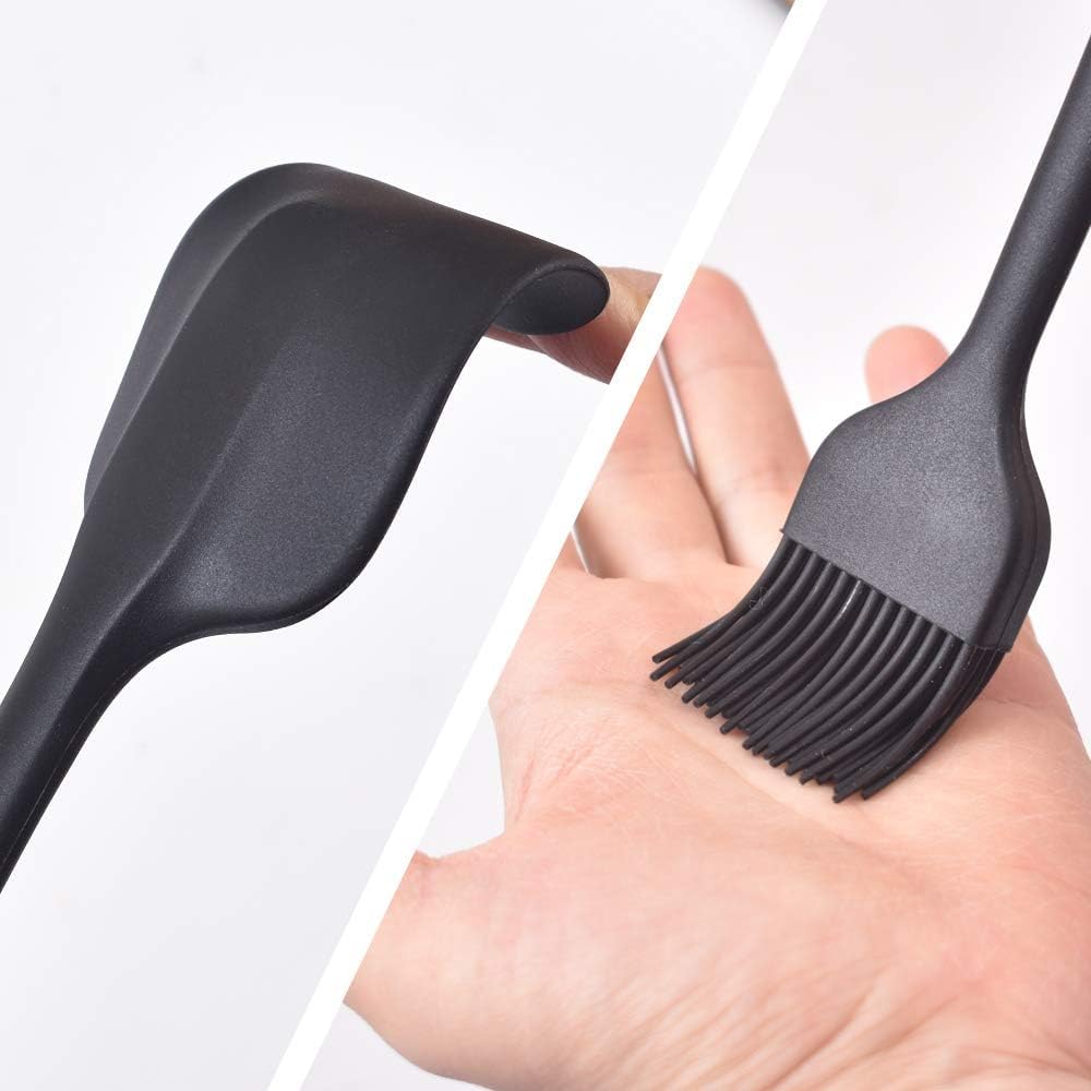 HFLYJPYW Spatulas Set of 6, Food Grade Silicone Spatulas Rubber Heat Resistant, Stainless Steel Core, Kitchen Utensils Nonstick for for Cooking, Baking and Mixing (Black)