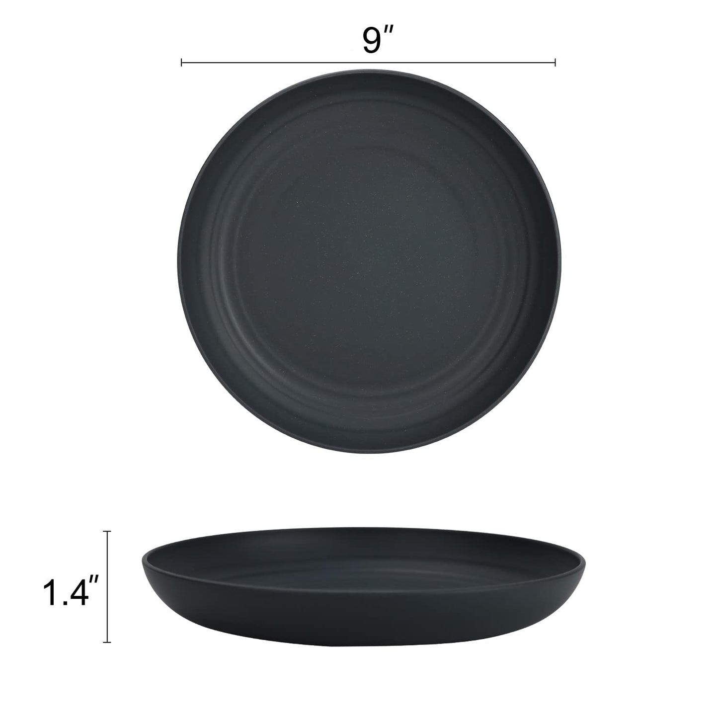 Homienly Deep Dinner Set of 8 - Alternative for Plastic, Microwave and Dishwasher Safe Wheat Straw Plates for Kitchen, Unbreakable Kids With 4 Colors (Stone Grey, 9 Inch)