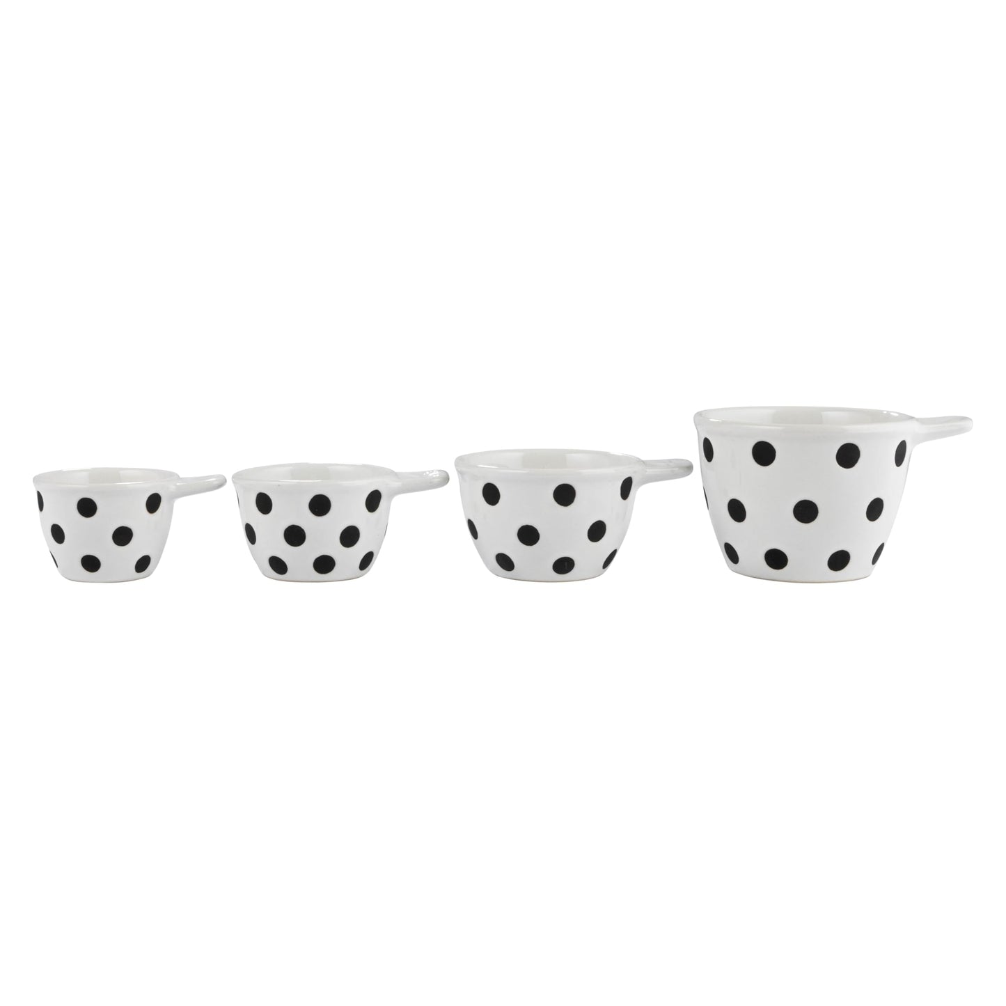 Creative Co-Op Ceramic Measuring Cup, Set of 4, Black and White