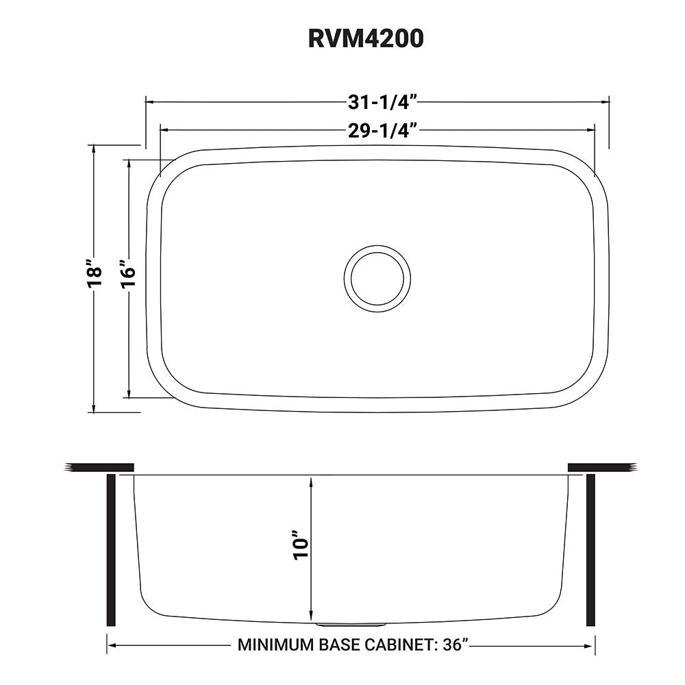 Ruvati 32-Inch Undermount Single Bowl Kitchen Sink – 16 Gauge Stainless Steel Kitchen Sink, Brushed Finish, Soundproof Padding – RVM4200 - Undermount Sinks for Modern Kitchens