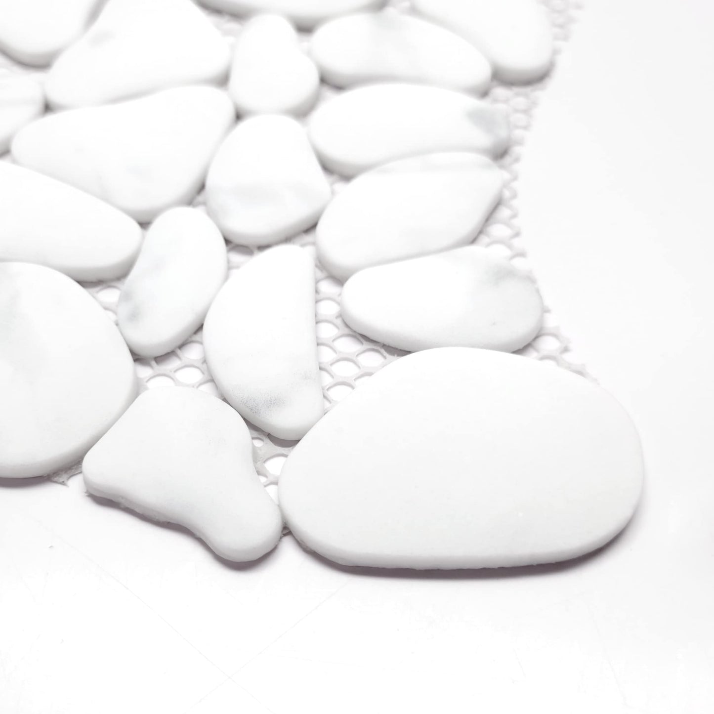 SUNWINGS 10-Sheet Pebble Tile for Shower Floor Border Kitchen Bathroom Backsplash, Carrara White Recycled Glass Marble Stone Looks Wall and Floor Tile, Covers 7.9 Sq. Ft