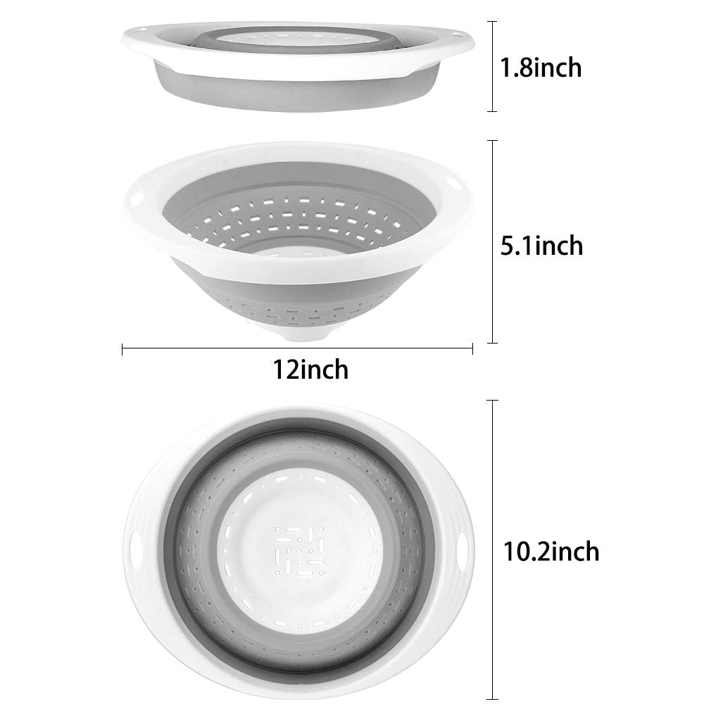 QiMH Collapsible Colander and Strainer, 5 Quart(1.25 gal), Heavey Duty Kitchen Drainer Basket for Pasta, Veggies and Fruits, New Home Apartment Essentials