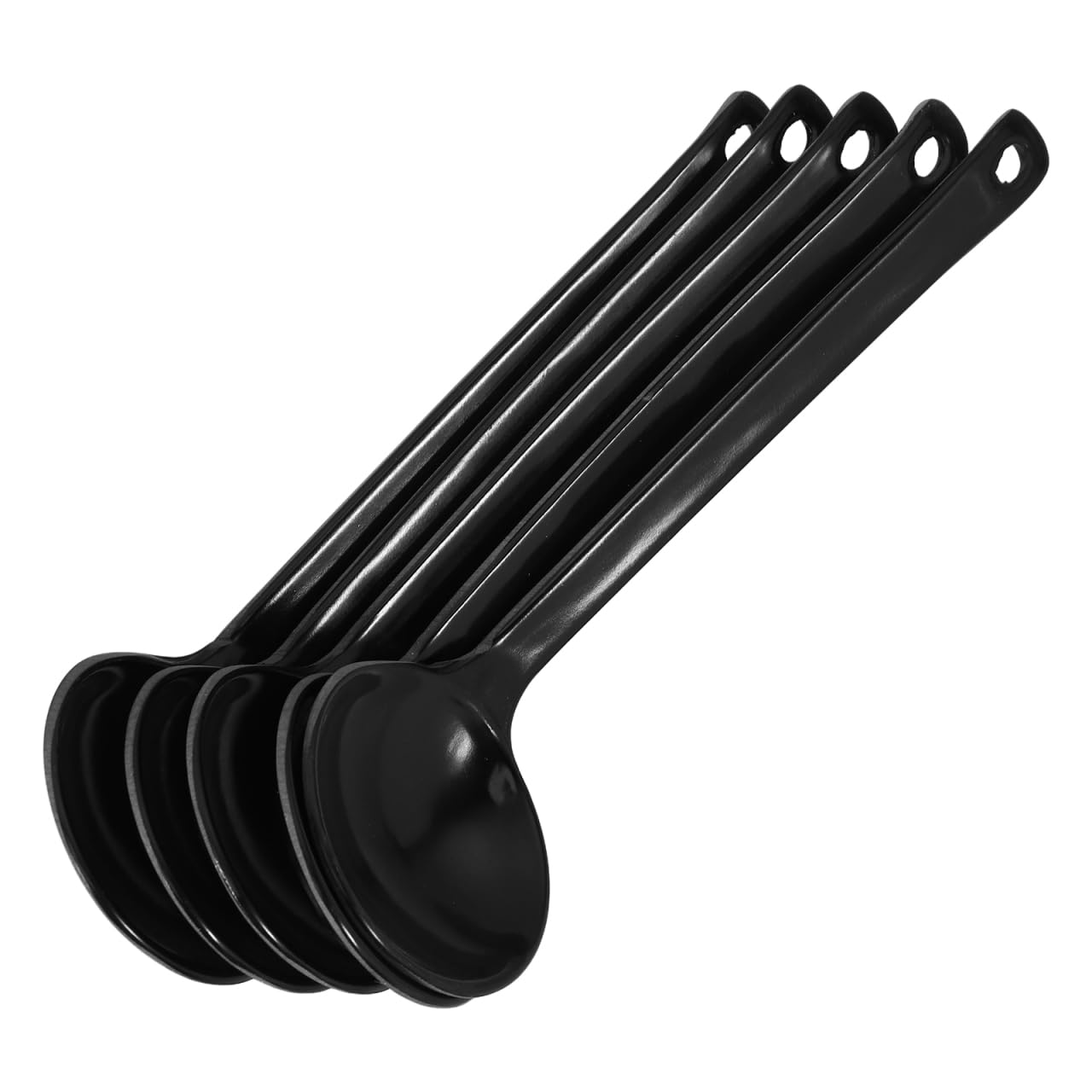 Hemoton 5 Pieces Ramen Spoons, Melamine Asian Soup Spoons, Large Chinese Japanese Ramen Ladle for Udon Noodle Pho Hot Pot, Long Handle, Dishwasher Safe, Black