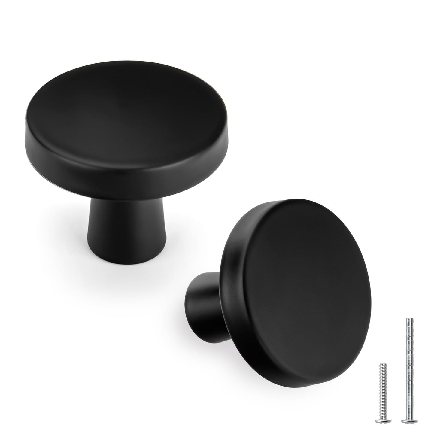goldenwarm 5 Pack Matte Black Cabinet Knobs for Kitchen Hardware Handles Round Dresser Drawer Knob for Closet Bifold Modern Cabinets Pulls,1.27 Inch