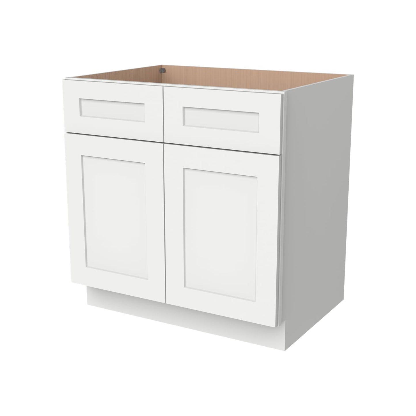 HCIOAN Solid Wood Frame Shaker Style RTA Sink Base Cabinet - 2 Doors, 1 False Drawer for Kitchen, Bathroom Vanity, Office Washroom (SK-Origami White, 27" W x 24" D x 34.5" H)