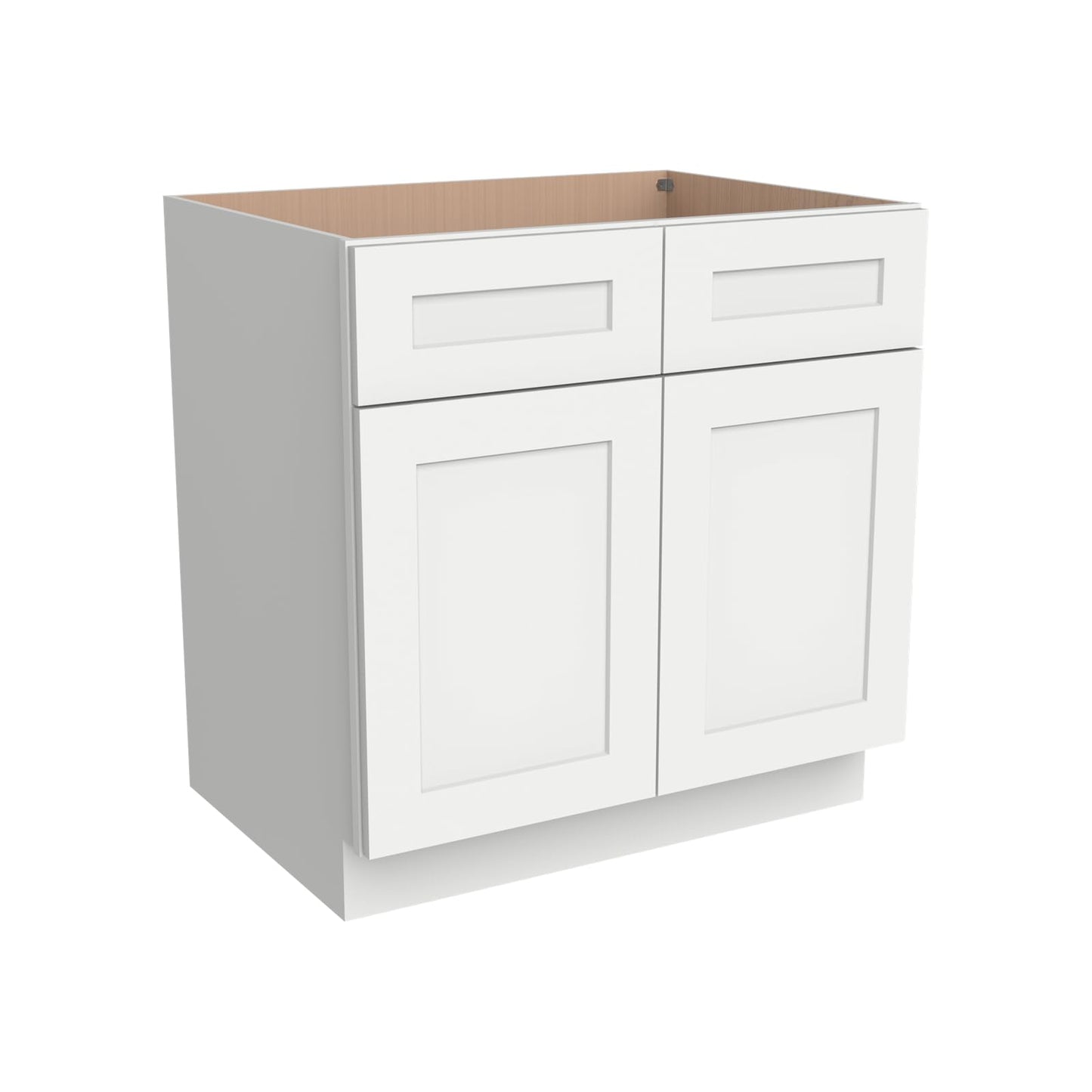 HCIOAN Solid Wood Frame Shaker Style RTA Sink Base Cabinet - 2 Doors, 1 False Drawer for Kitchen, Bathroom Vanity, Office, Washroom (SK-Origami White, 42" W x 24" D x 34.5" H)