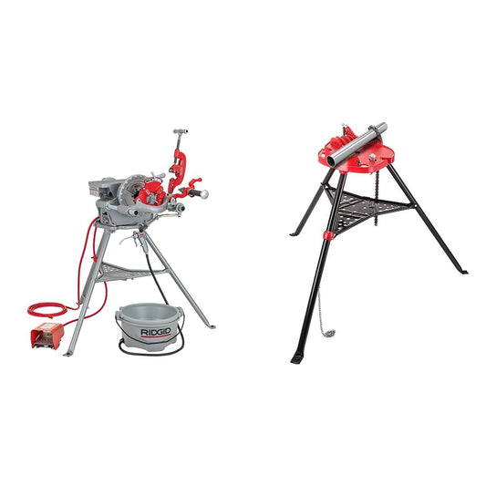 RIDGID 300 Power Drive Pipe Threading Machine + Mophorn 460-6 Tripod Pipe Chain Vise