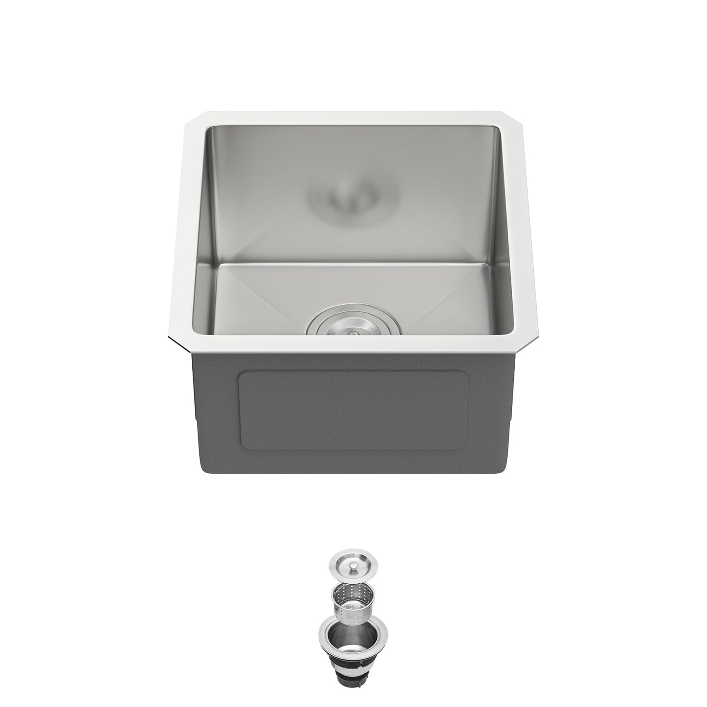 Zeayoun 15 Inch Undermount Bar Sink 15 x 15 Kitchen Sink 304 Stainless Steel Single Bowl Under Counter Sink for Outdoor, RV, 15x15x9