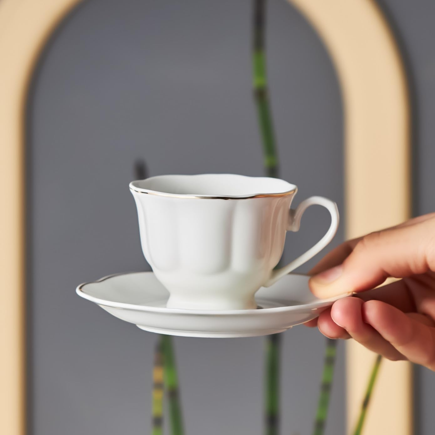 KARACA Çan Turkish Coffee Cup Set for 6 People - 12 Piece Cups with Saucers - Small Porcelain Espresso Set - Ideal for Serving Greek, Arabic Coffee (3 fl oz)