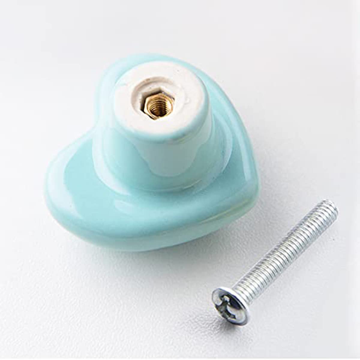 HUAMULAN 15PCS Glossy Ceramic Knobs Heart Shape Cabinet Dresser Pulls Door Handles Cupboard Wardrobe Drawer