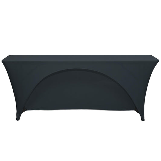 YOUR CHAIR COVERS - Spandex 8 Ft x 18 Inches, Narrow Classroom Open Back Rectangular Training Stretch Tablecloth - Black