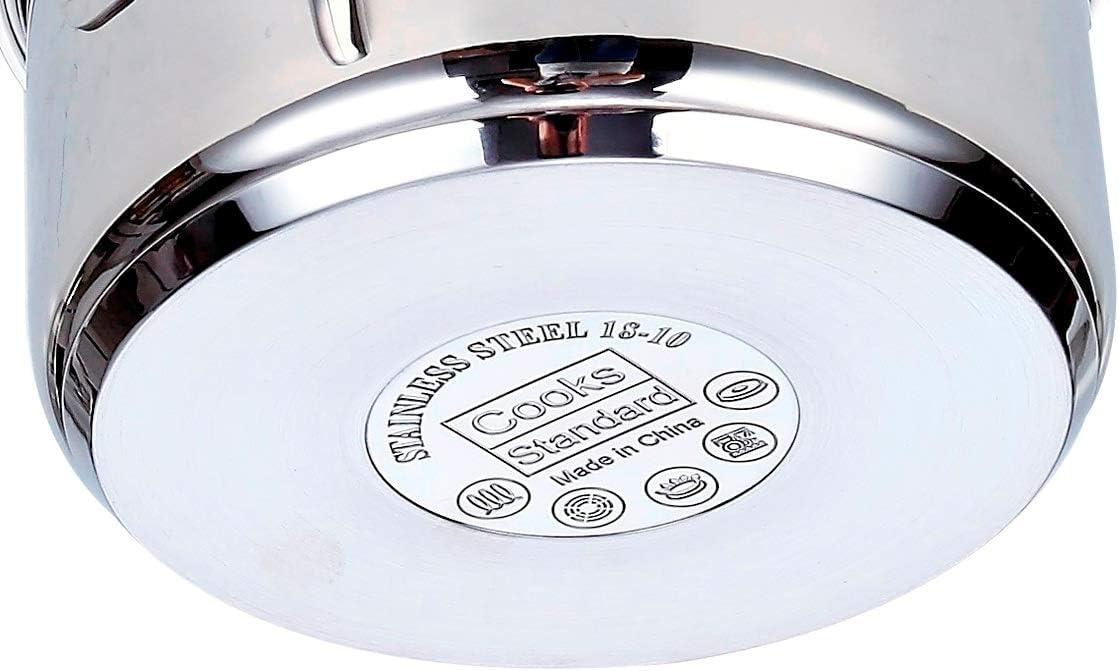 Cooks Standard 18/10 Stainless Steel Stockpot 8-Quart, Classic Deep Cooking Pot Canning Cookware with Stainless Steel Lid, Silver