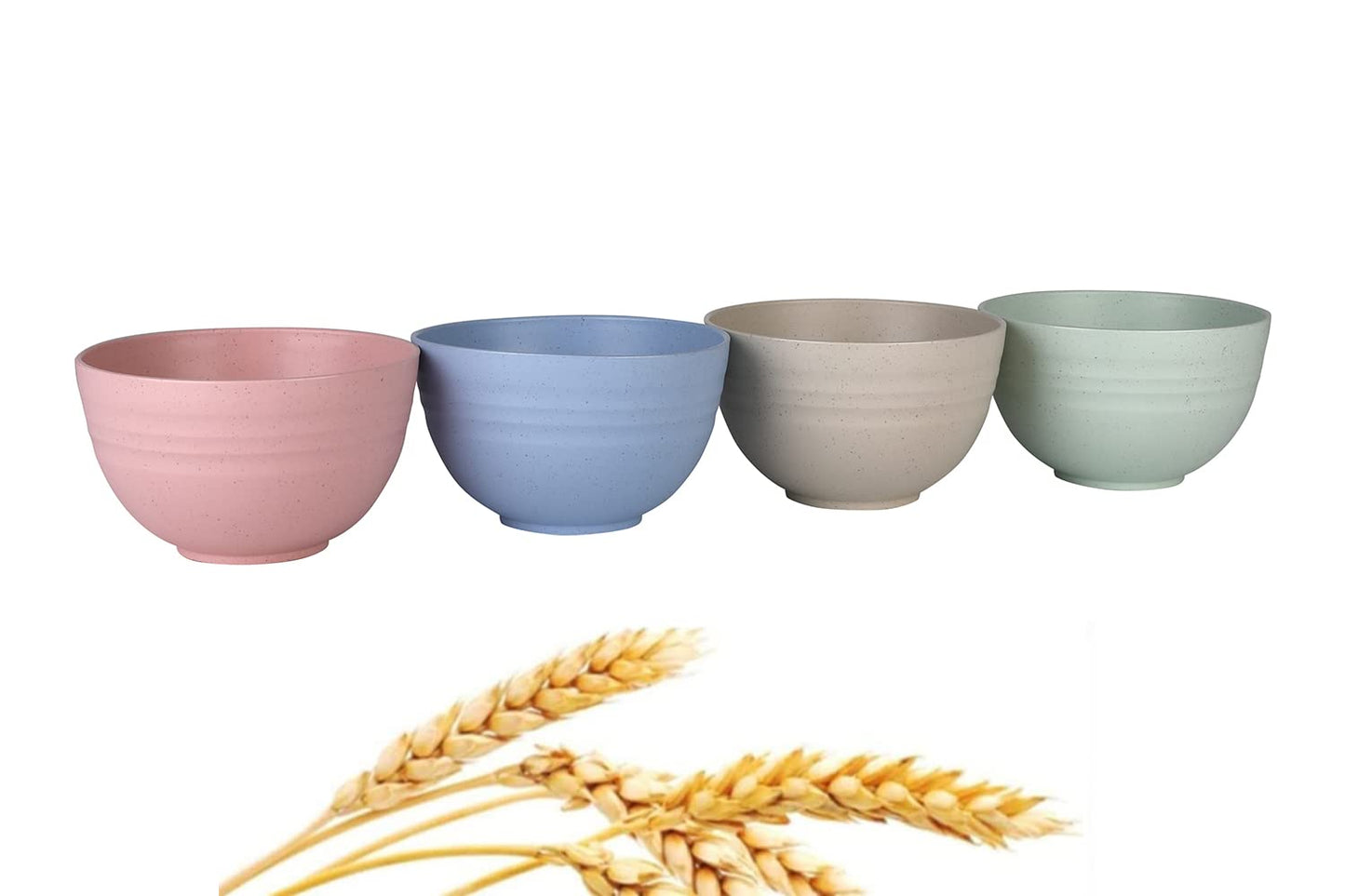 WANBY Lightweight Wheat Straw Cereal Bowls Unbreakable Dinner Dishes Bowl Set Dishwasher & Microwave Safe (Small 4 Pack 4.5')