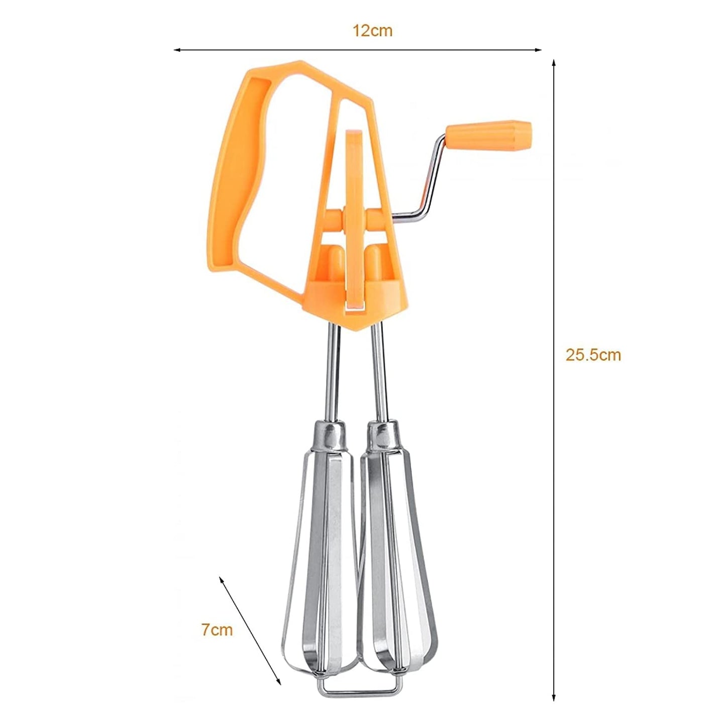 Stainless Steel Rotary Hand Whip Whisk, Egg Beater Mixer, Cooking Tool, Kitchen Gadget, Classic Hand Crank Style Egg Beater(Orange)
