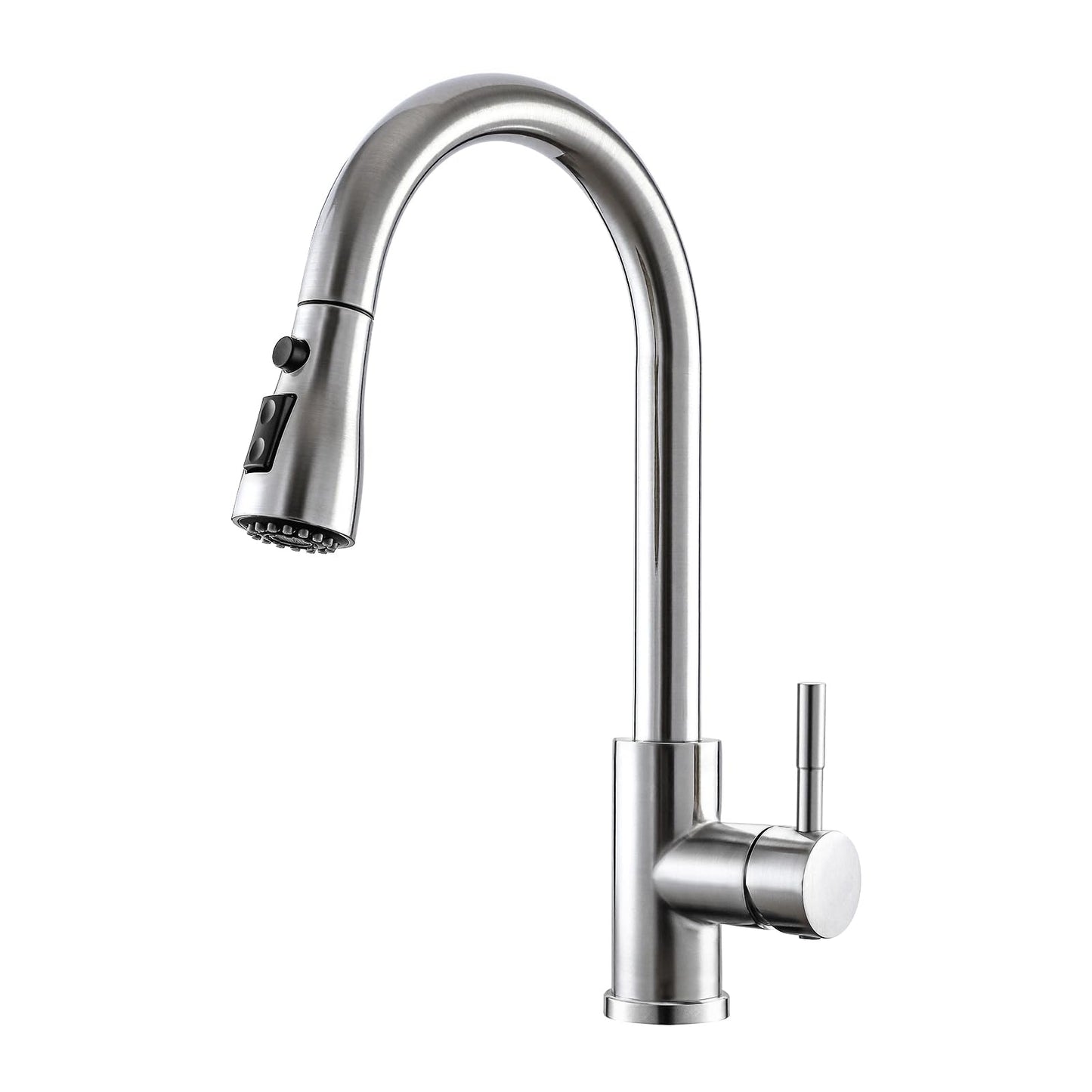 GIMILI Kitchen Faucet with Pull Down Sprayer Single Hole Kitchen Sink Faucet Suitable for Farmhouses RV Laundry Room Outdoor and Campers Brushed Nickel