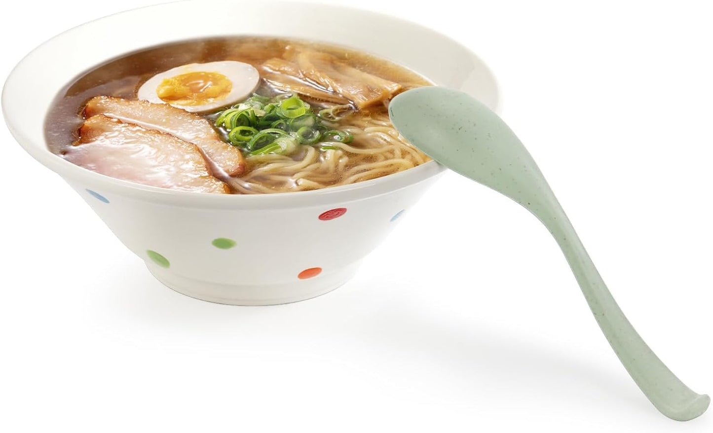 Hiceeden Set of 24 Reusable Plastic Asian Chinese Soup Spoons, Unbreakable Japanese Ramen Set, Long Dinner Spoons for Dumpling, Cereal, Dishwasher Safe, 6 Colors