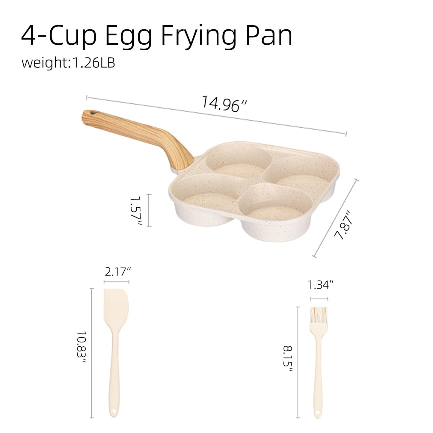 MDZF SWEET HOME Egg Pan, 4-Cup Nonstick Omelet Pan, Breakfast Frying Pan for Eggs, Steak and Pancakes, Suitable for Gas Stove & Induction Cookware