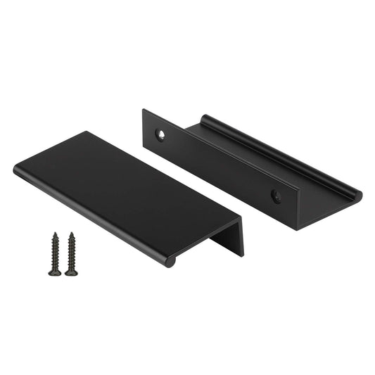 Peaha 10 Pack Black Cabinet Pulls Kitchen Handles 3 inch Aluminum Alloy Edge Finger Pull Dresser Drawer Handles