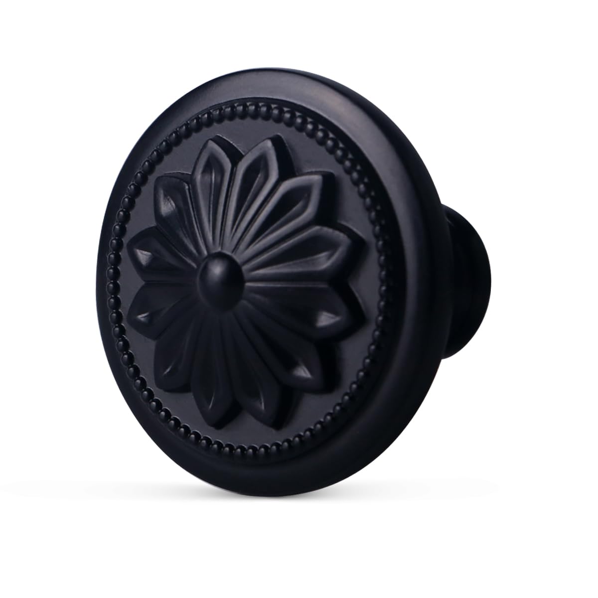 Xlroaafs Kitchen Cabinet Knobs, 10 Pack Matte Black Zinc Alloy, 1-2/5'' Round Handles for Cabinets and Drawers Dresser, Included Screws