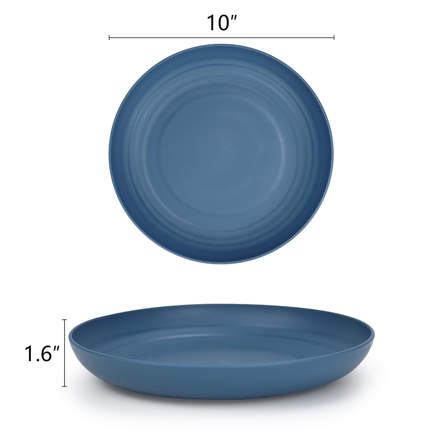 Homienly Dinner Plates Set, Alternative to Plastic Plates,Wheat Straw Plate Set of 8,Lightweight Microwave and Dishwasher Safe Plate,Unbreakable Salad Plates for Kitchen, Camping (Blue,10 inch)