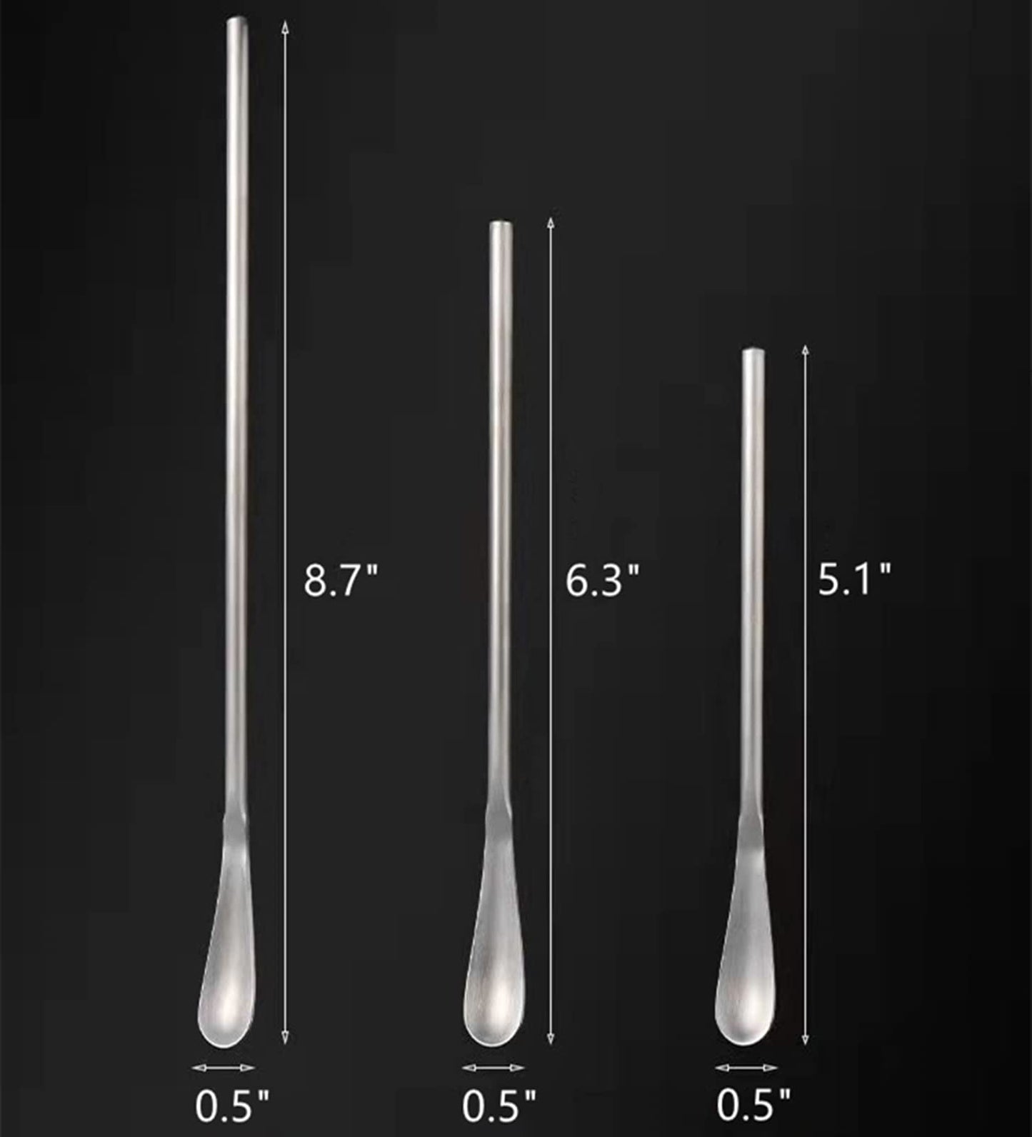Lomoker 6 Pcs Coffee Stirrers, 3 Sizes Reusable Coffee Stir Sticks (5'', 6.3'', 8.7''), Stainless Steel Stirring Spoons for Espresso & Iced Tea, Silver
