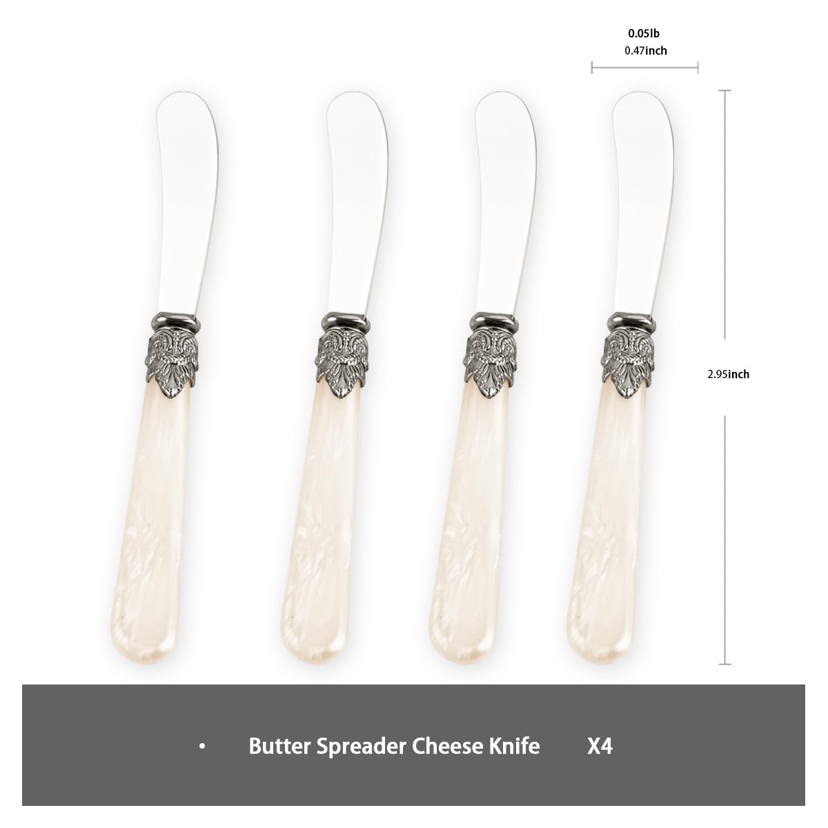 XIAOCORI 4-piece Stainless Steel Butter Spreader Knives,Butter Knife Set with Handle,Cheese Utensils for Charcuterie Board Cream Cake Condiment Sandwich (Champagne)