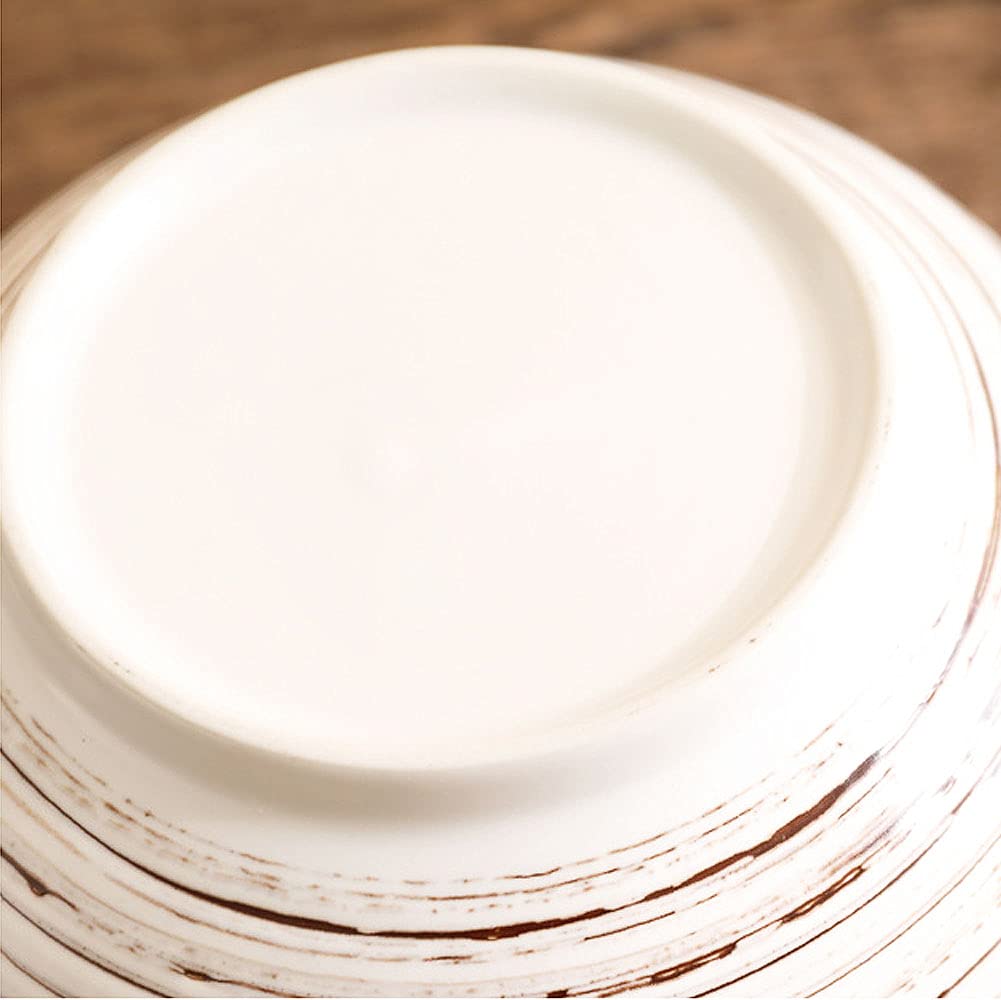 WHJY White Ceramic Bowl with Lid, Spoon, Chopsticks for Soup, Rice, Noodles. Japanese Traditional Style Tableware.