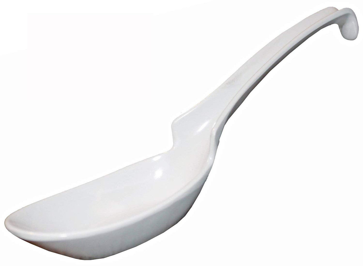JapanBargain 2777, Set of 12 Chinese Soup Spoons Asian Korean Japanese Wonton Soba Rice Pho Ramen Noodle Spoon Notch and Hook Ladle Style Spoon, White Color