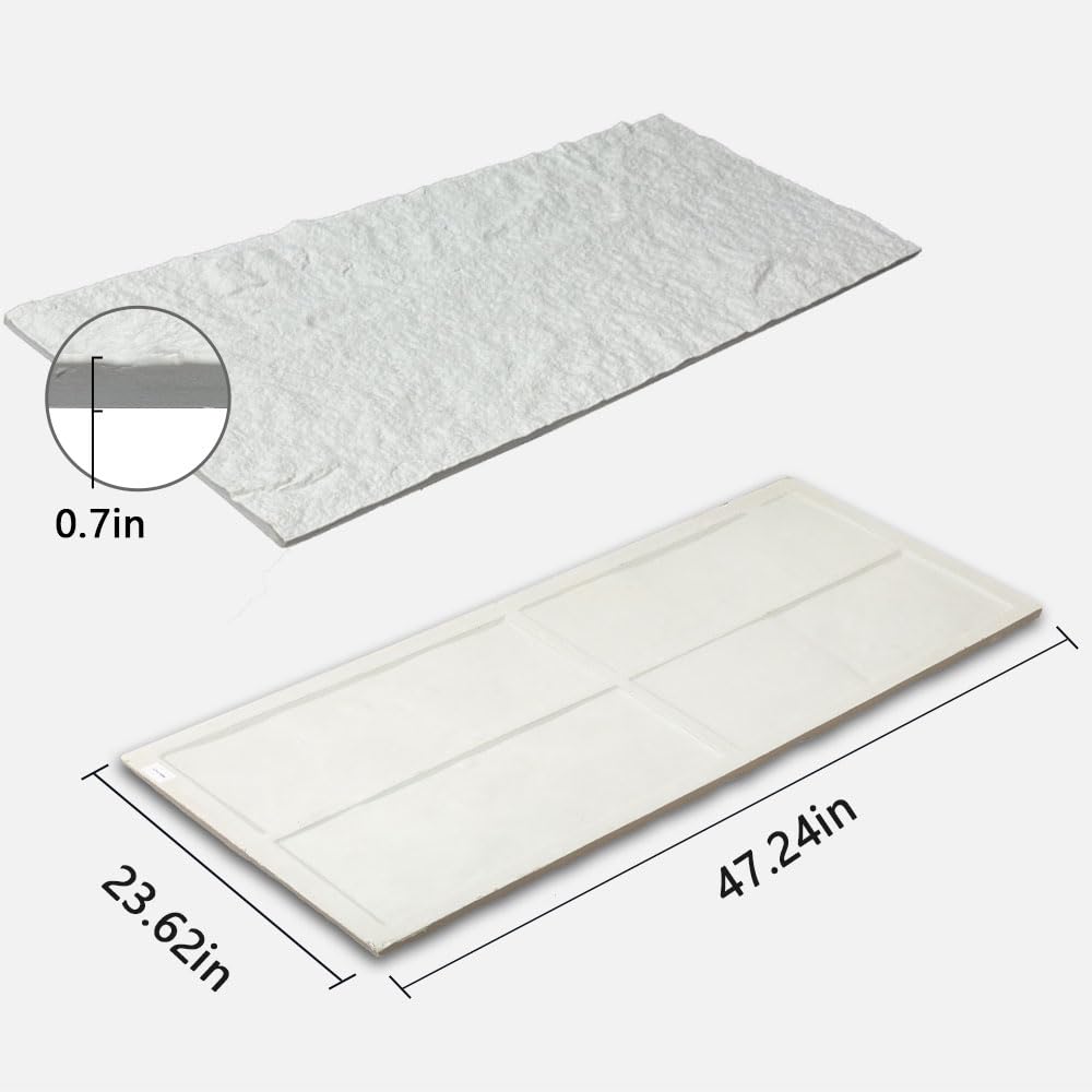 Stone 3D Wall Panels,4-Pack PU Wall Panels, 23.6"*47.2" Wall Paneling for Interior Wall Decor, Faux Stone Wall Panel for Accent Wall Decor, Sophisticated & Stylish 3D Wall Decor (Snow White)