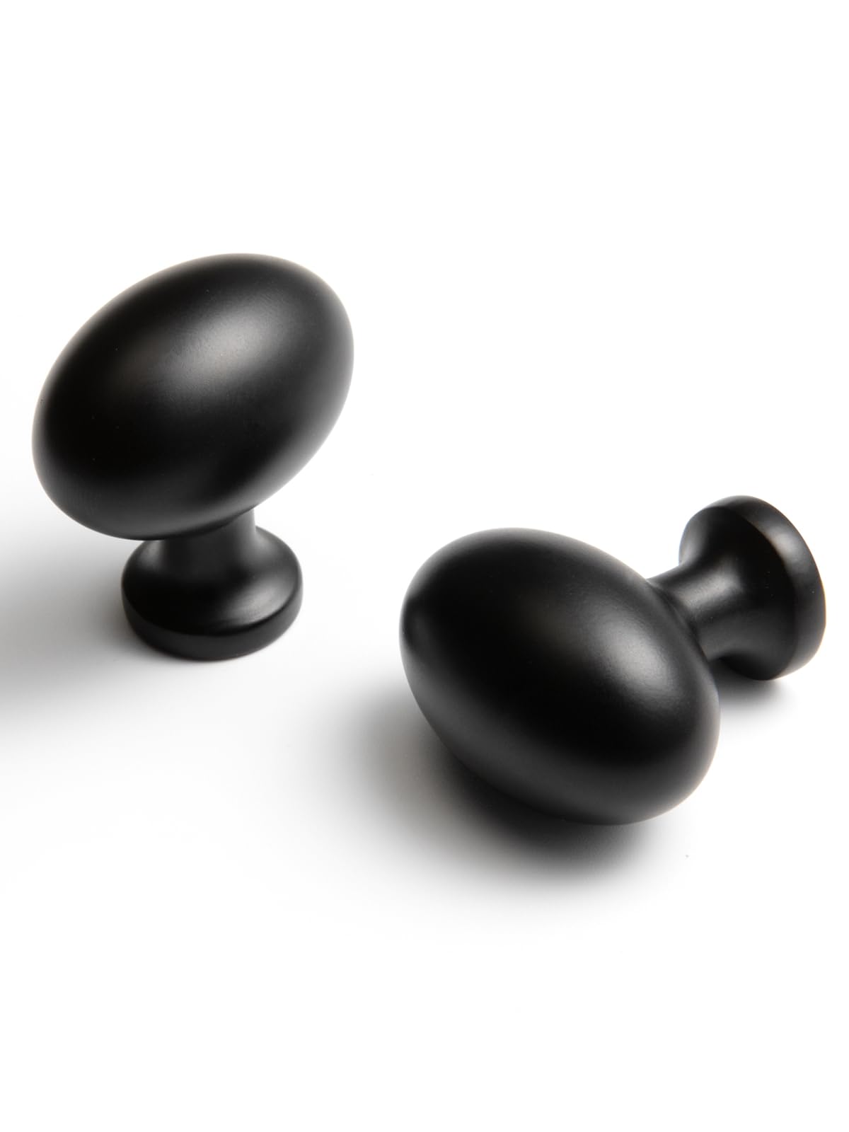 BEILEIOU Oval Matt Black Cabinet Knobs, Zinc Alloy for Drawer Knobs for Dresser Cupboard Wardrobe (5, Matt Black, Egg knob)