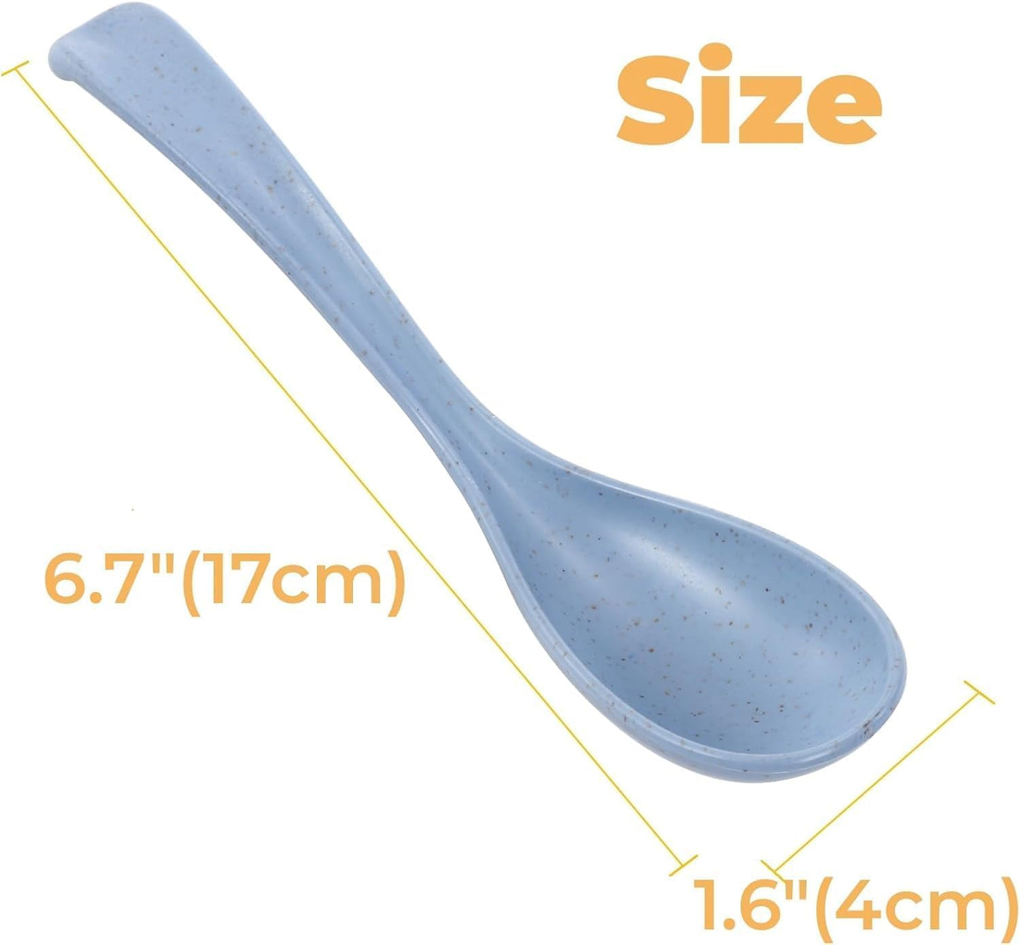 Hiceeden Set of 24 Reusable Plastic Asian Chinese Soup Spoons, Unbreakable Japanese Ramen Set, Long Dinner Spoons for Dumpling, Cereal, Dishwasher Safe, 6 Colors