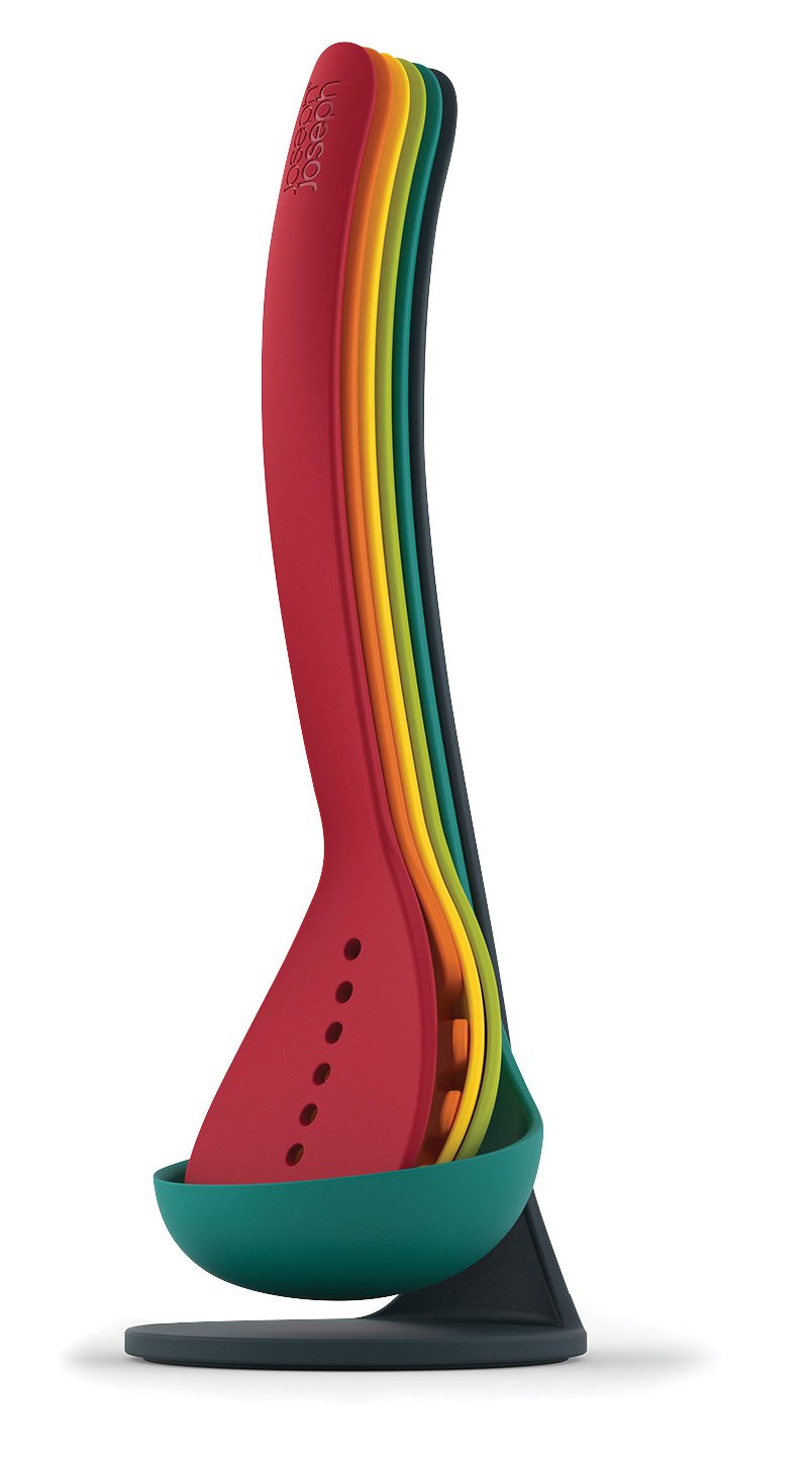 Joseph Joseph Nest Utensils Compact Stacking Kitchen Tool Set with Magnetic Storage Stand Nylon, 5-piece, Multicolored
