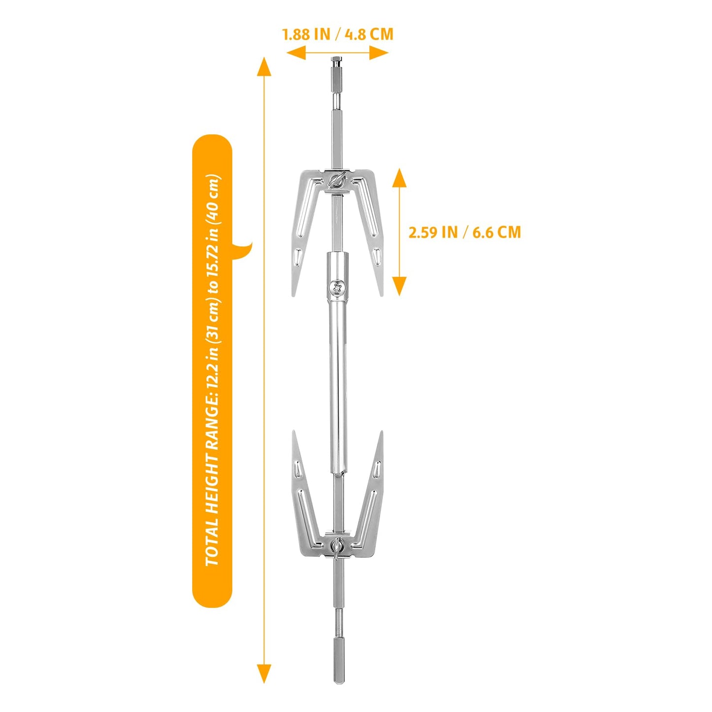 Abaodam Adjustable Rotisserie Fork 1/4 inch Rotisserie Spit Rod for Air Fryer, Stainless Steel Replacement Meat Fork, 15” Telescopic for Oven Air Fryer Accessory