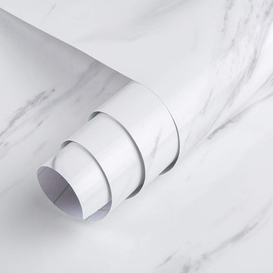 Creamy White Granite Wallpaper Peel Stick Shiny Thick Marble Contact Paper for Countertop 16x354inch Waterproof Oil Proof Self Adhesive Furniture Stickers Kitchen Counter Shelf Liner Vinyl Decorative
