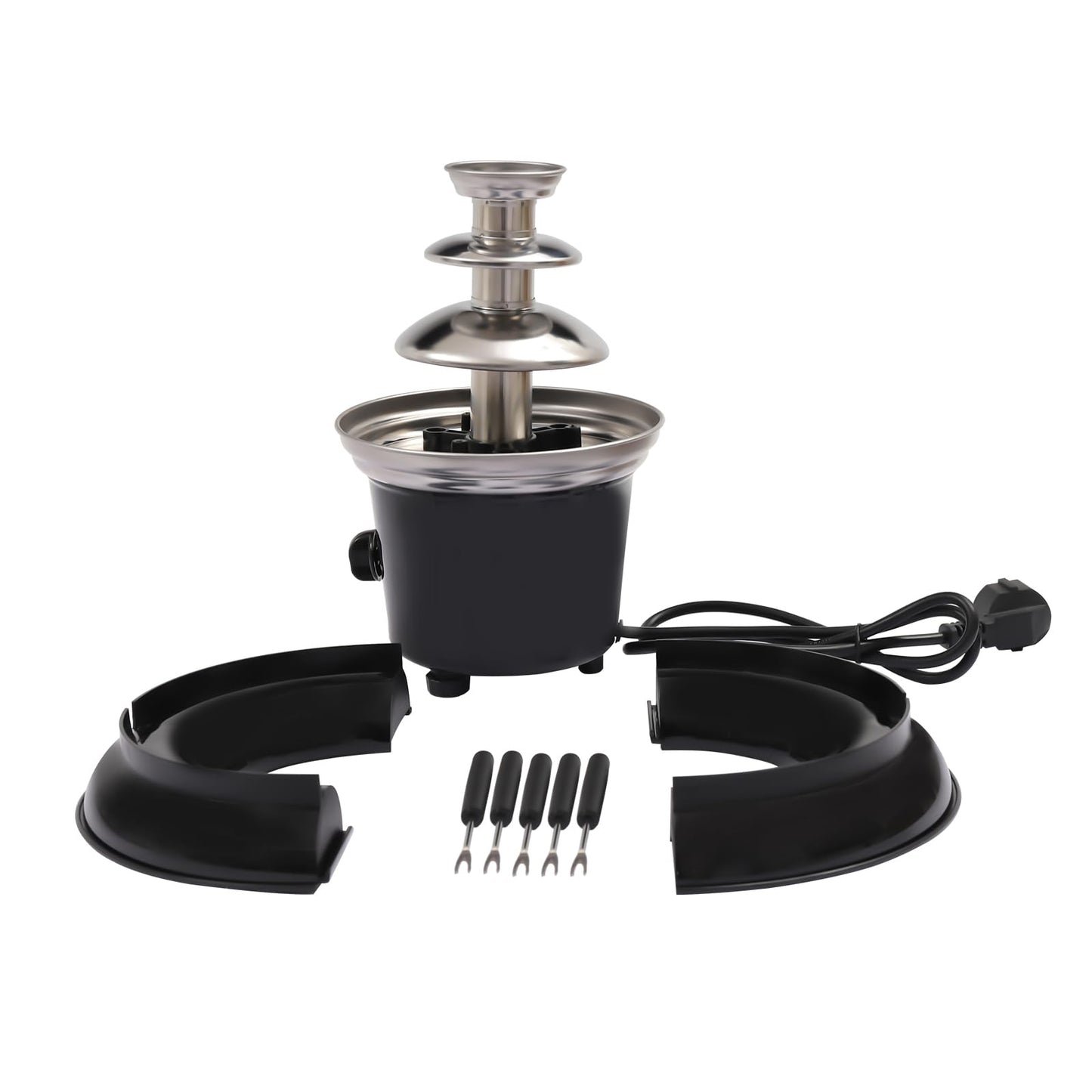 3 Tier Chocolate Fountain Machine, 40W 120V 1Lb Capacity Electric Chocolate Fondue Fountain Machine Stainless Steel Electric Melting Machine with Fruit Plate for Family Gatherings Weddings Birthdays