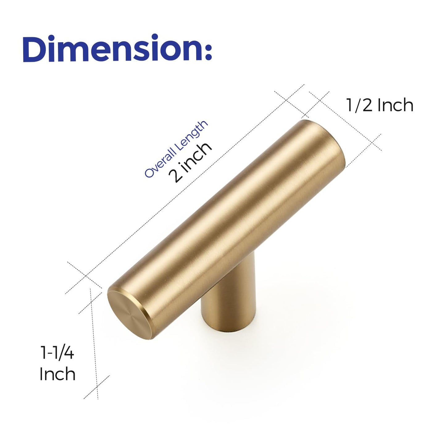 Ravinte 10 Pack Kitchen Cabinet Handles Champagne Bronze Single Hole Stainless Steel Pulls for Dresser Drawer Cupboard Handles with Screwdriver, 2 Inch Length