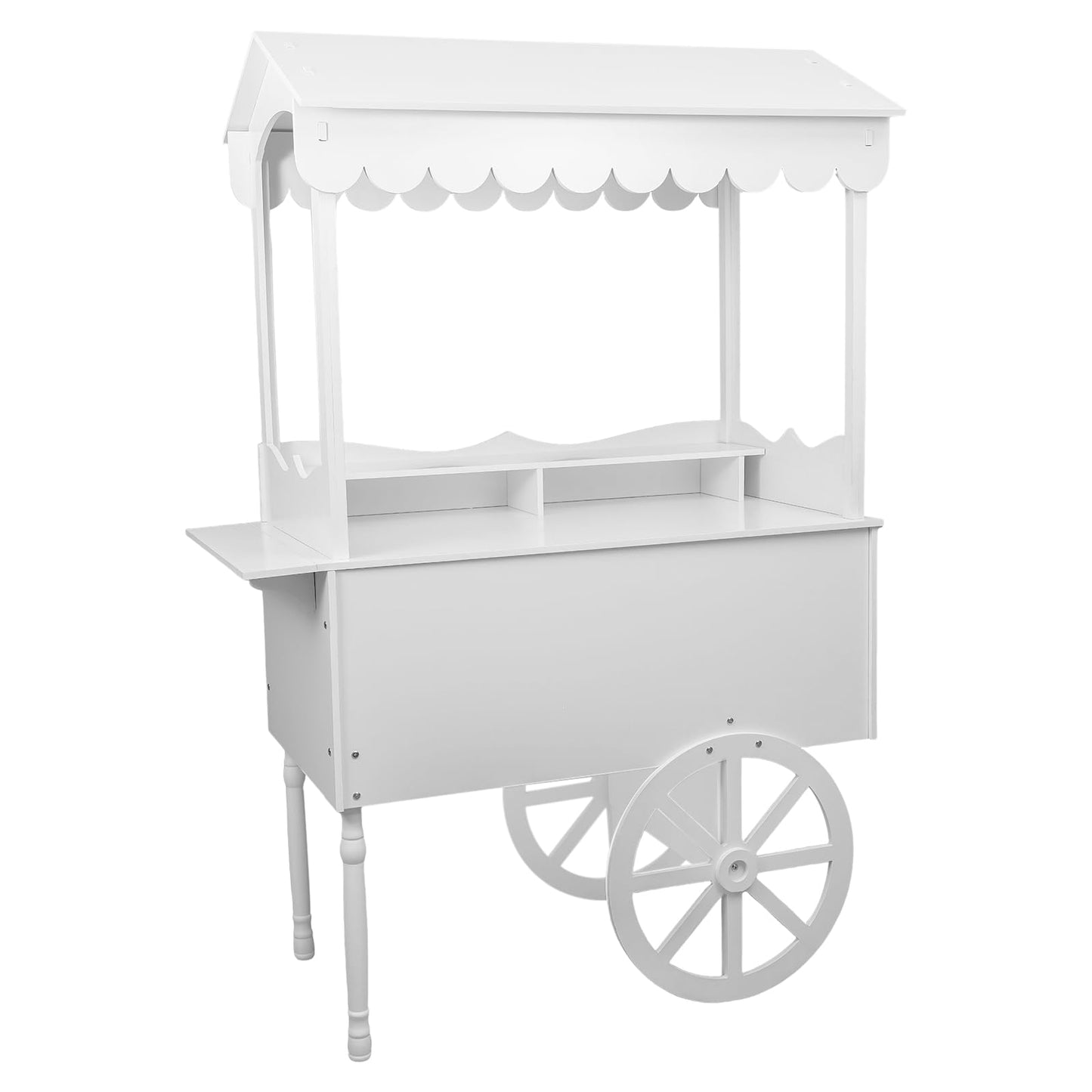 Fichiouy White Candy Cart for Party with Wheels,Wooden Dessert Display Stand,Modern Ice Cream Cart for Wedding, Home & Commercial Decoration