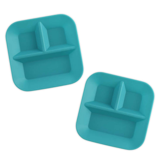 Kiddiebites | 100% Silicone Plates for Babies & Kids | MADE IN THE USA | BPA, BPS, Lead, Cadmium, PVC, & Phthalate Free | Children's Divided Placemat Set | Teal, 2 Pack