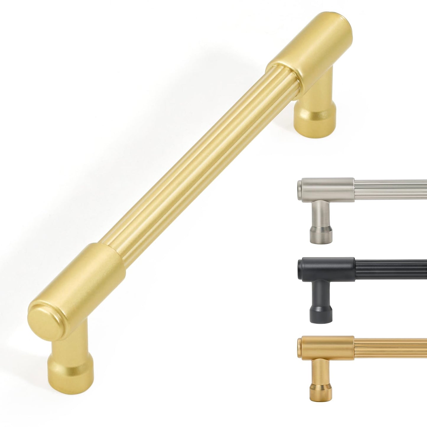 FABERHOM 5 in (128 mm) Brushed Gold Cabinet Pulls, 10 Pack, Zinc Alloy Kitchen Cabinet Handles for Kitchen Cabinets, Drawers and Dressers