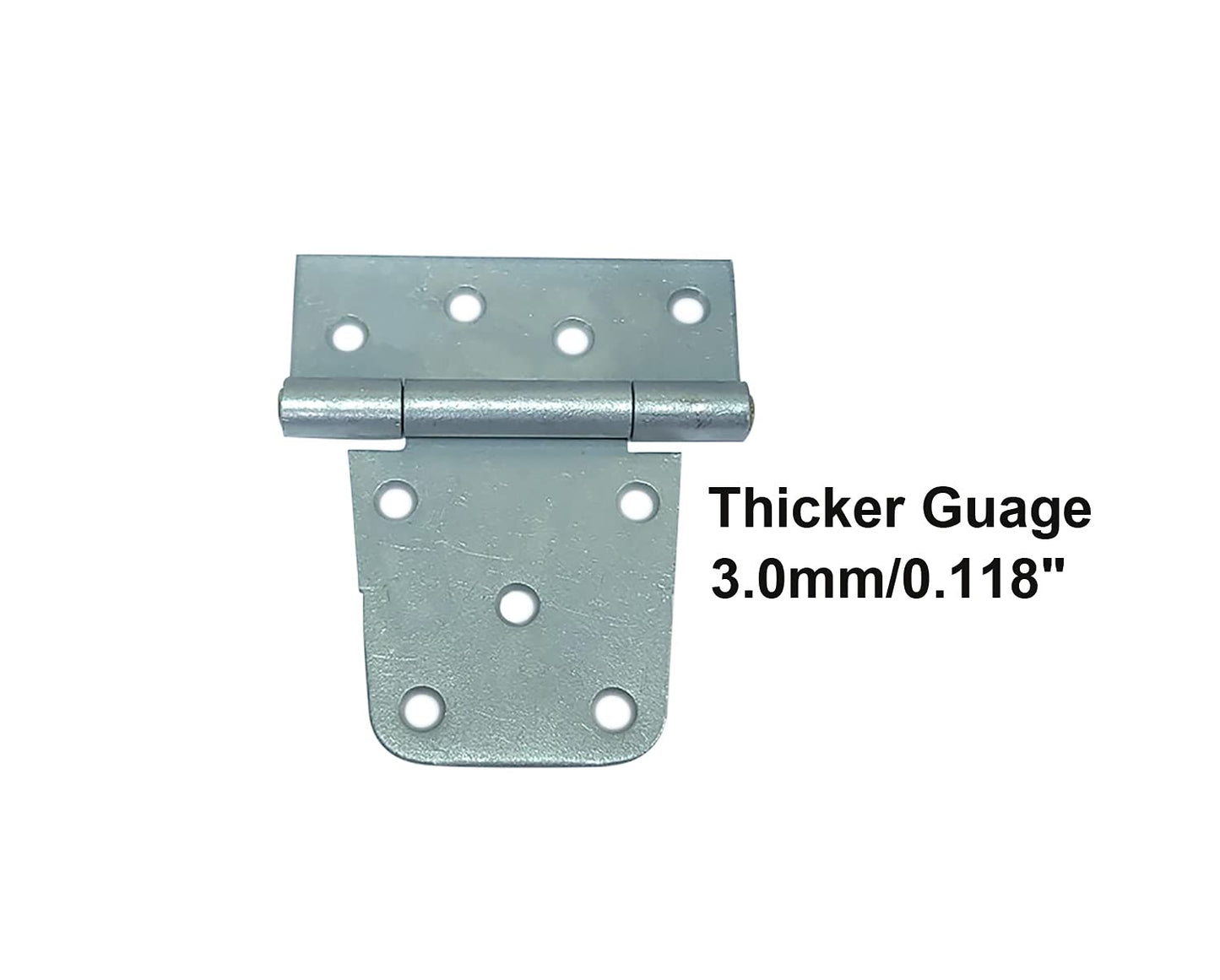 QCAA Heavy Duty Gate Hinge, 4-1/2" x 3-1/2" x 3.0mm, Hot Dipped Mechanical Galvanized, with Brass Fixed pin, Square Barn Hinge, Shed Door Hinge, 4 Pack, Made in Taiwan