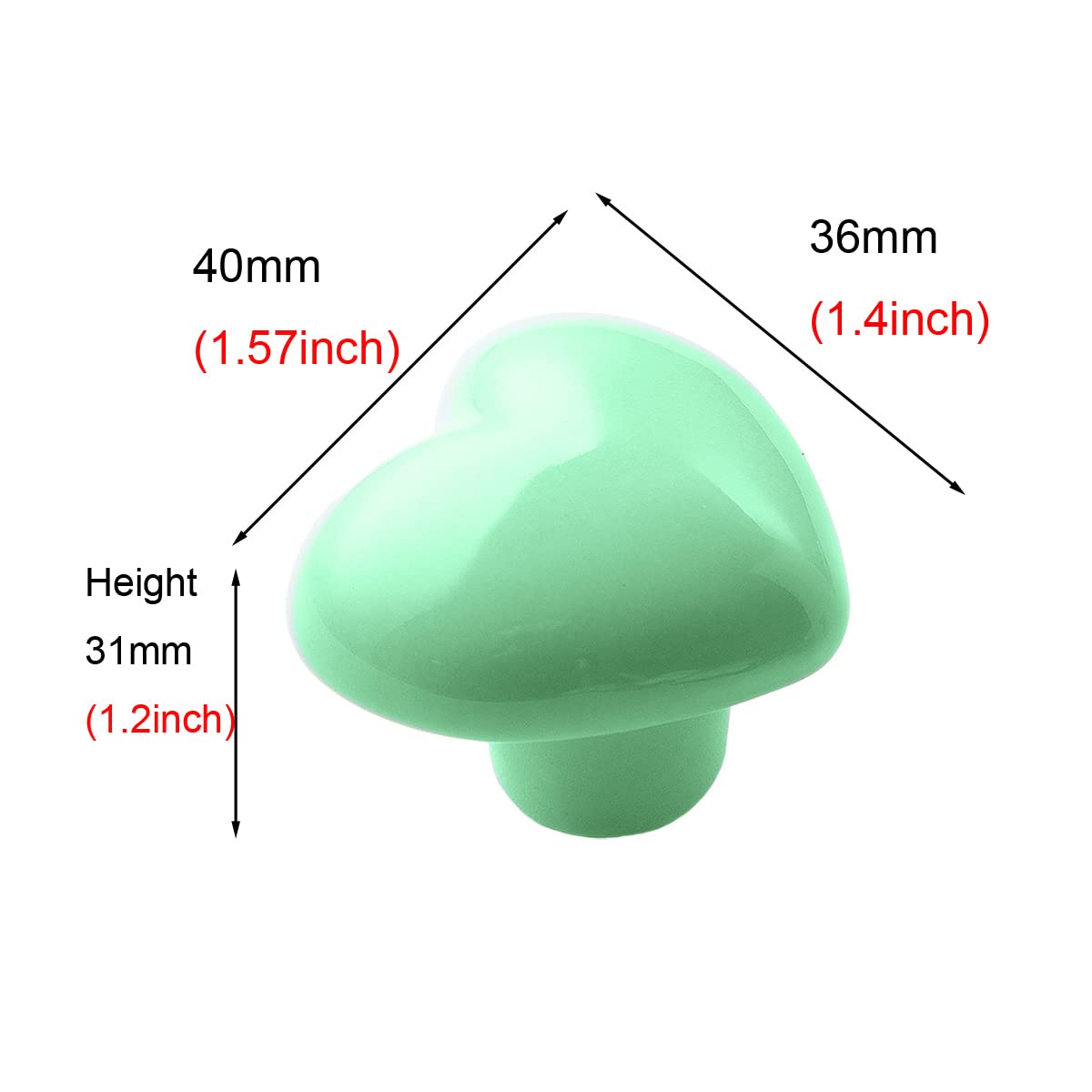 HUAMULAN 15PCS Glossy Ceramic Knobs Heart Shape Cabinet Dresser Pulls Door Handles Cupboard Wardrobe Drawer