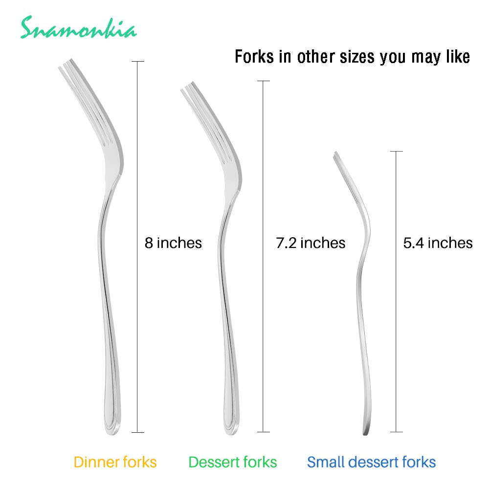 Snamonkia Set of 12 Dinner Forks Stainless Steel, 8 Inches, 18/0 Large Table Forks for Salad Steak Spaghetti