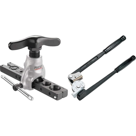 RIDGID 41162 377 Precision Non-Ratcheting Pipe Flaring Tool, Flaring Tool & 36117 403 Instrument Bender, 3/16-inch Tube Bender for Bends Up to 180 Degrees, Pipe Bender,Black/Silver,Small