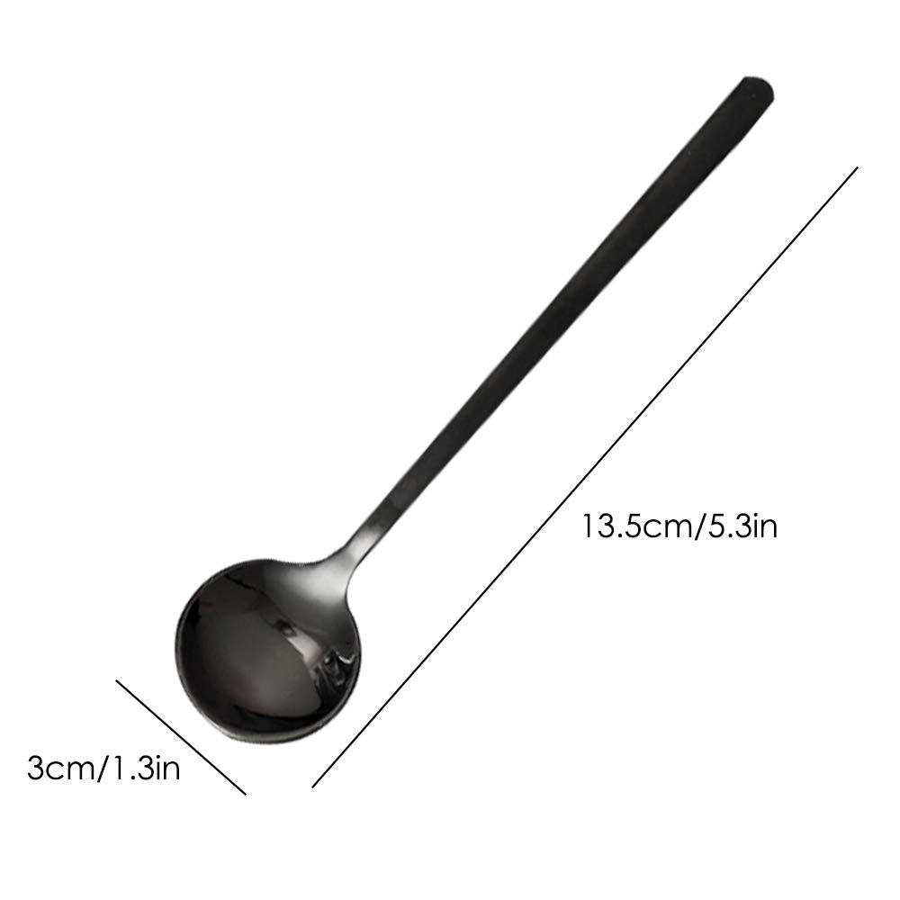 Pack of 8, Black Stainless Steel Espresso Spoons, findTop Mini Teaspoons Set for Coffee Sugar Dessert Cake Ice Cream Soup Antipasto Cappuccino, 5.3 Inch