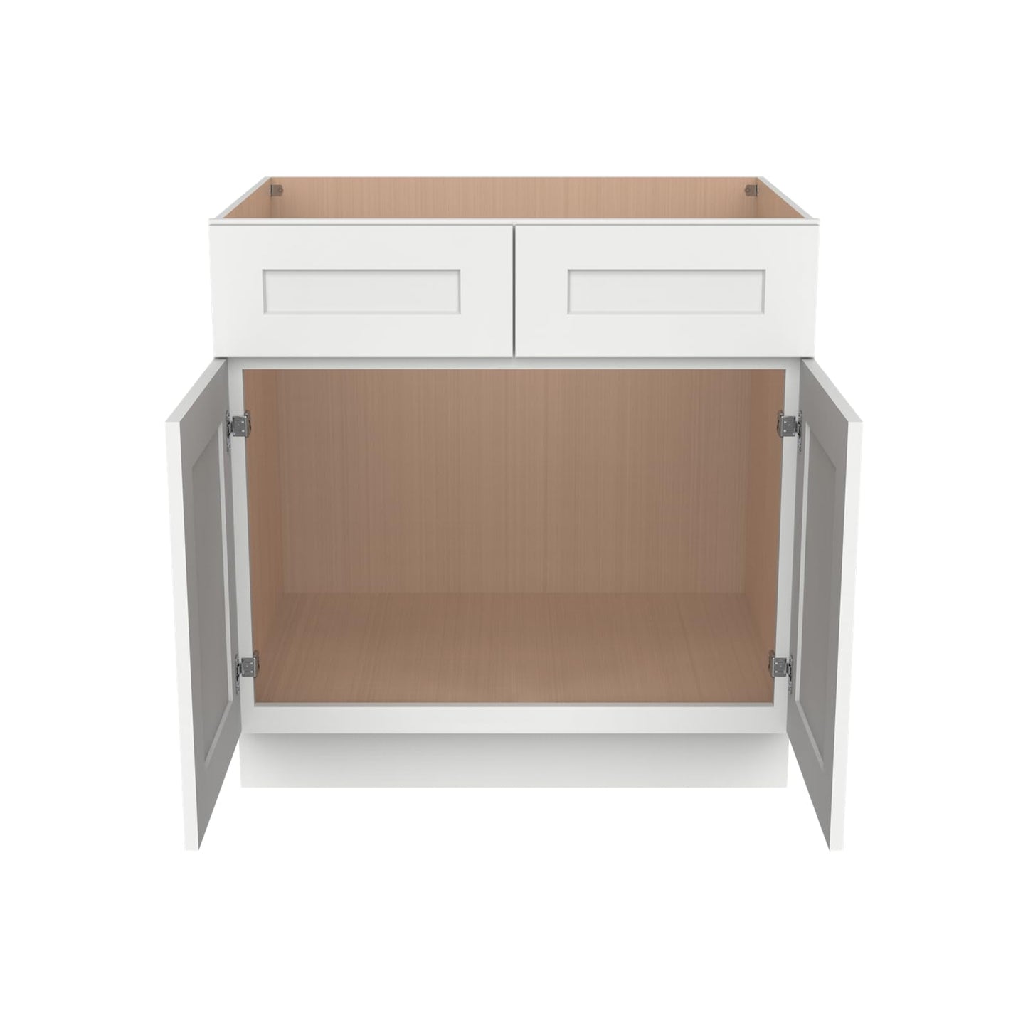 HCIOAN Solid Wood Frame Shaker Style RTA Sink Base Cabinet - 2 Doors, 1 False Drawer for Kitchen, Bathroom Vanity, Office Washroom (SK-Origami White, 27" W x 24" D x 34.5" H)