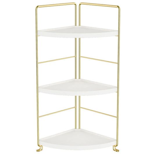 3-Tier Kitchen Spice Rack , Standing Rack,Triangle Bathroom Countertop Storage Shelf ,Cosmetic Organizer Holder , Stackable Cabinet Organizer , Kitchen Counter Shelf , Corner Spice Rack ,Golden