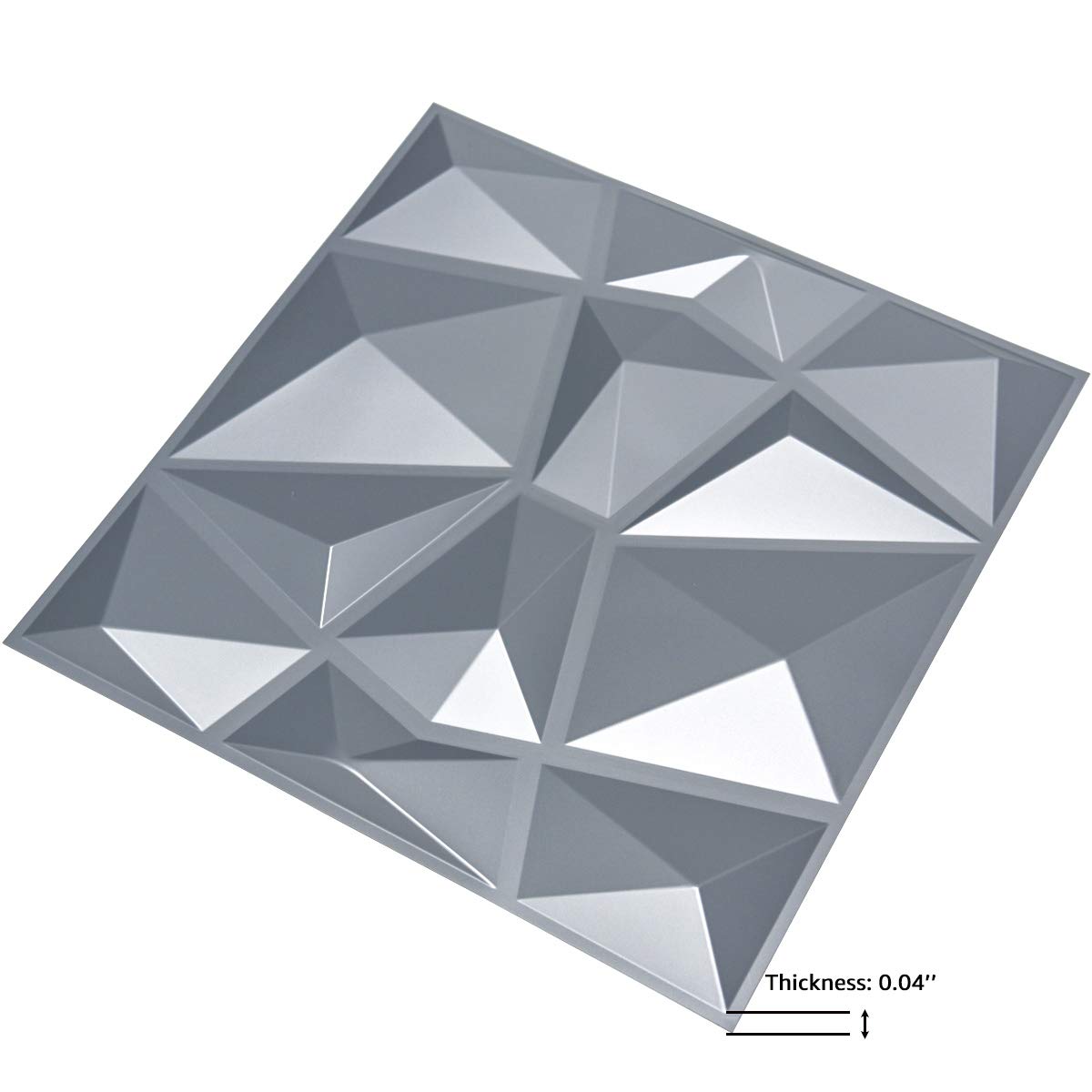 Art3d 3D Paneling Textured 3D Wall Design, Grey Diamond, 19.7" x 19.7" (12 Pack) (Matt Grey)